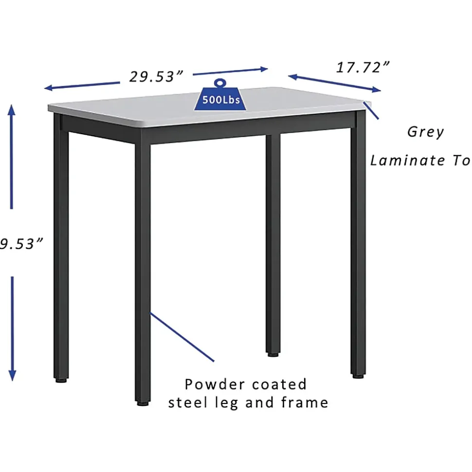 Lorell® Melamine/Steel Utility Table, 30"H x 30"W x 18-1/8"D, Gray/Black
