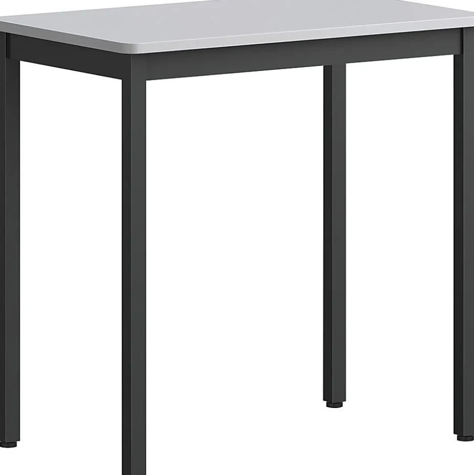 Lorell® Melamine/Steel Utility Table, 30"H x 30"W x 18-1/8"D, Gray/Black