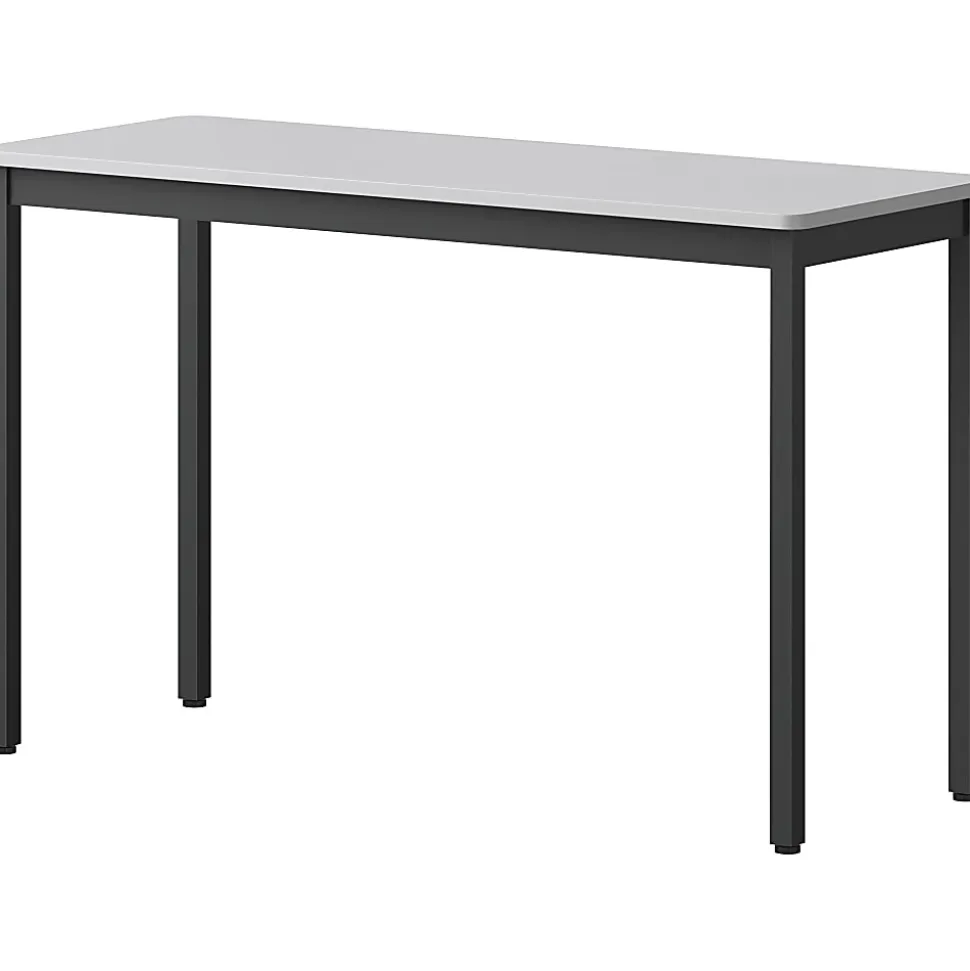 Lorell® Melamine/Steel Utility Table, 30"H x 48"W x 18-1/8"D, Gray/Black