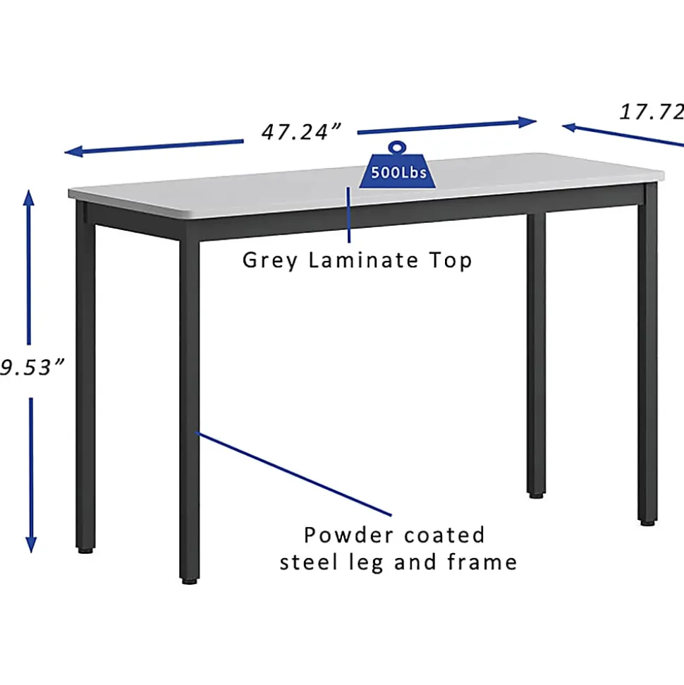 Lorell® Melamine/Steel Utility Table, 30"H x 48"W x 18-1/8"D, Gray/Black