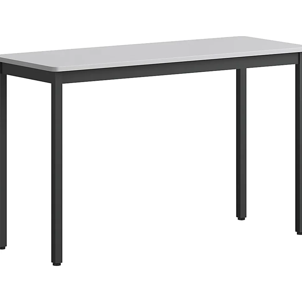 Lorell® Melamine/Steel Utility Table, 30"H x 48"W x 18-1/8"D, Gray/Black