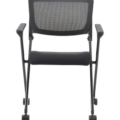 Lorell® Mesh Back Nesting Chairs, With Arms, Black, Set Of 2 Chairs