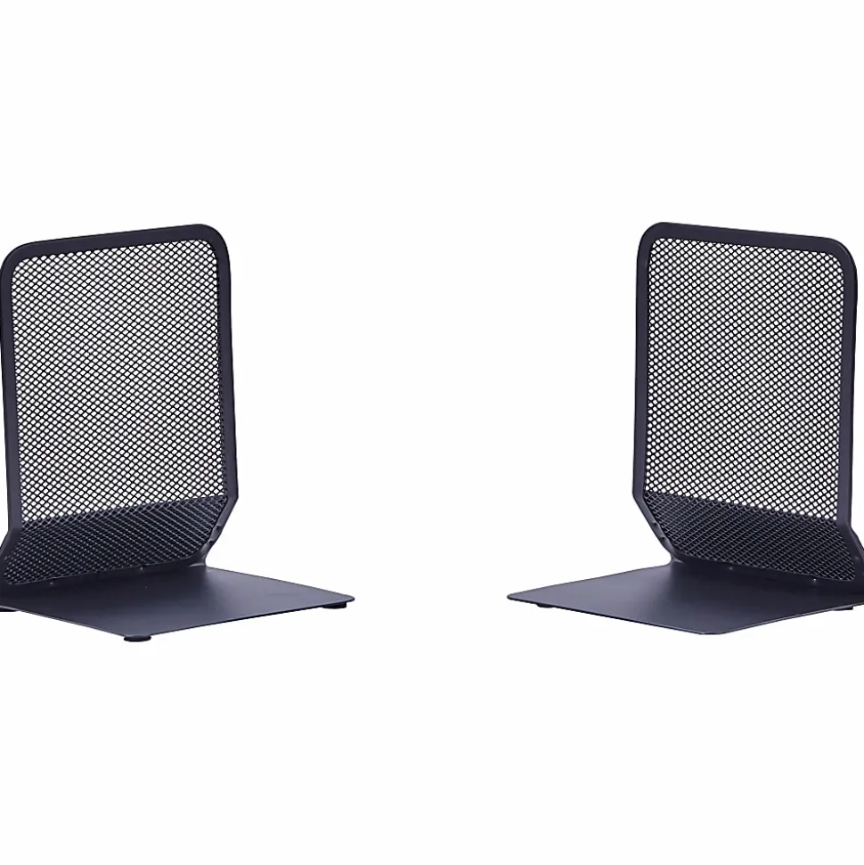 Lorell® Mesh Bookends, Black, Set Of 2