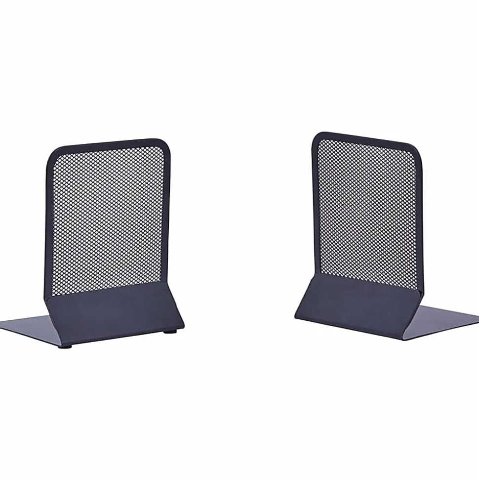 Lorell® Mesh Bookends, Black, Set Of 2