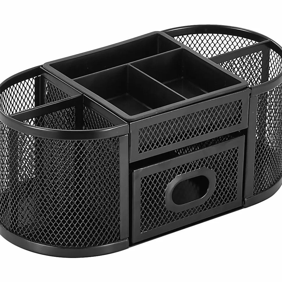 Lorell® Mesh Deluxe Desktop Organizer, Black