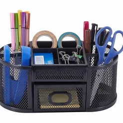 Lorell® Mesh Deluxe Desktop Organizer, Black