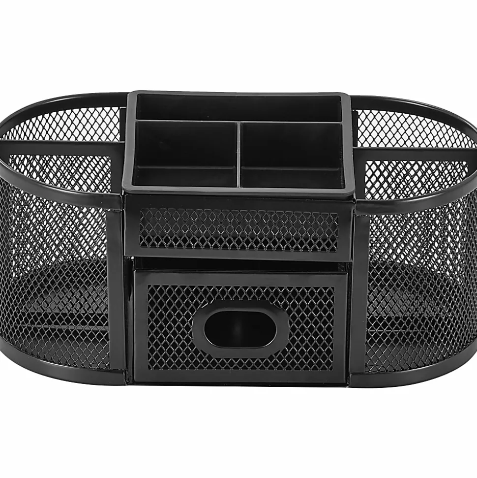 Lorell® Mesh Deluxe Desktop Organizer, Black