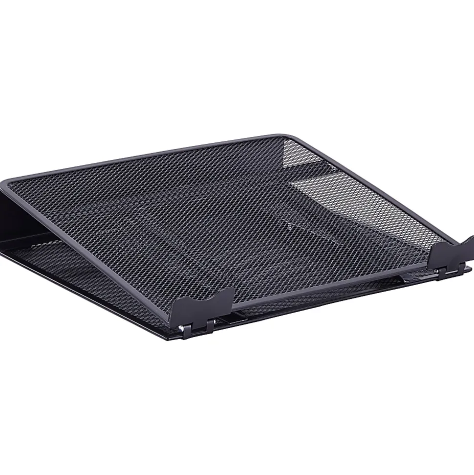 Lorell Mesh Laptop Stand, 3.50"H x 13"W x 11.50"D, Desktop, Steel, Metal, Black