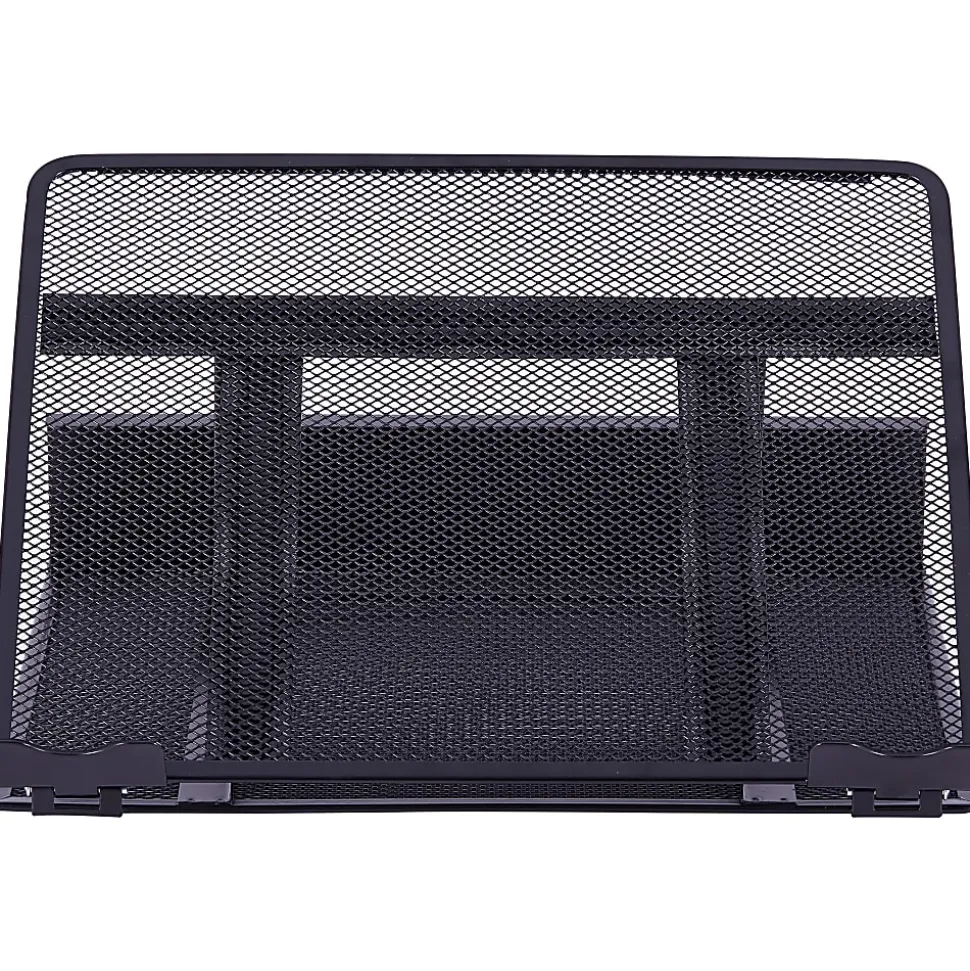 Lorell Mesh Laptop Stand, 3.50"H x 13"W x 11.50"D, Desktop, Steel, Metal, Black