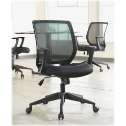 Lorell® Mesh Mid-Back Office Chair, Black