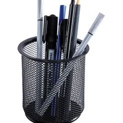 Lorell® Mesh Pencil Cup, 3 1/2"H, Black