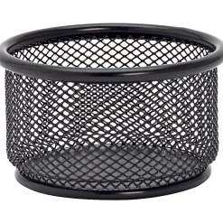 Lorell® Mesh Round Paper Clip Holder, Black