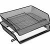 Lorell® Mesh Side-Loading Document Tray, Letter/Legal Size, Black, Set Of 2
