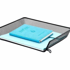 Lorell® Mesh Side-Loading Document Tray, Letter/Legal Size, Black, Set Of 2