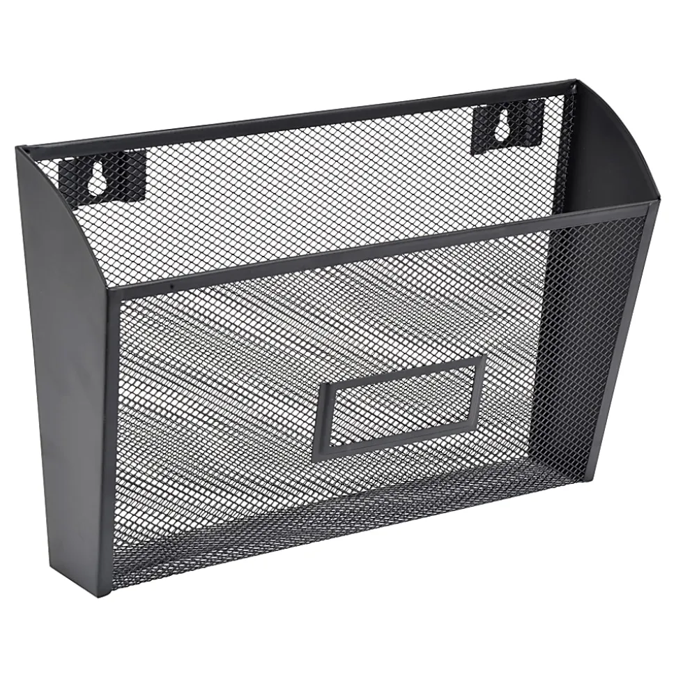 Lorell® Mesh Single Wall Pockets, 6.62"H x 12.62"W x 4.75"D, Letter Size, Black, Carton Of 4 Pockets