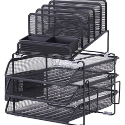 Lorell® Mesh 4-Tier Desk Organizer, Black