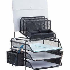 Lorell® Mesh 4-Tier Desk Organizer, Black