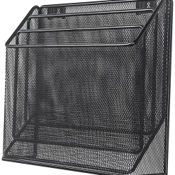 LorellĀ® Mesh 3-Tier Desktop Sorter, Black