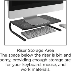 Lorell Monitor/Laptop Stand - 20 lb Load Capacity - 5.50"x14.50" Depth - Desktop - Steel - Black -  - 18330