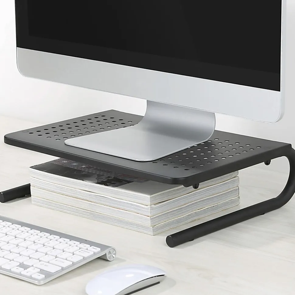 Lorell Monitor/Laptop Stand - 20 lb Load Capacity - 5.50"x14.50" Depth - Desktop - Steel - Black - - 18330