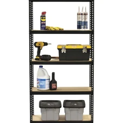 Lorell Narrow Steel Shelving, 60"H x 30"W x 12"D, Recycled, Black, Steel, 1Each