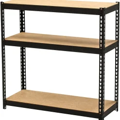 Lorell Narrow Steel Shelving, 30"H x 30"W x 12"D, Recycled, Black, Steel, 1Each
