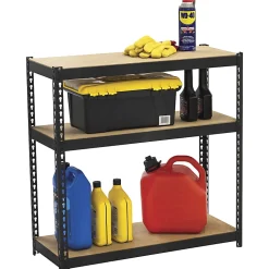 Lorell Narrow Steel Shelving, 30"H x 30"W x 12"D, Recycled, Black, Steel, 1Each