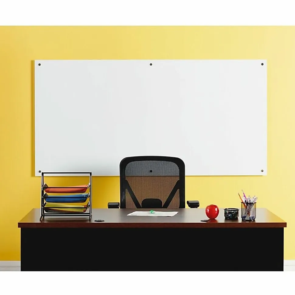 Lorell® Non-Magnetic Unframed Dry-Erase Glass Whiteboard, 48" x 36", Frost