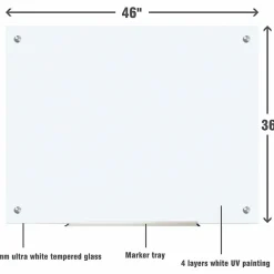 Lorell® Non-Magnetic Unframed Dry-Erase Glass Whiteboard, 48