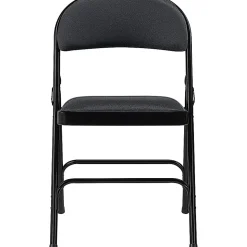 Lorell® Padded Seat Steel Folding Chair, Black, Set Of 4