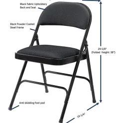 Lorell® Padded Seat Steel Folding Chair, Black, Set Of 4