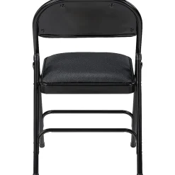 Lorell® Padded Seat Steel Folding Chair, Black, Set Of 4