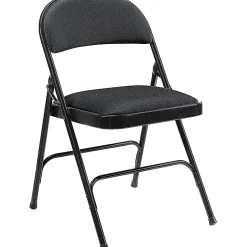 Lorell® Padded Seat Steel Folding Chair, Black, Set Of 4