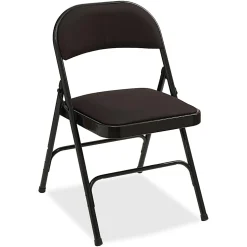 Lorell® Padded Seat Steel Folding Chair, Black, Set Of 4