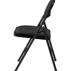 Lorell® Padded Seat Steel Folding Chair, Black, Set Of 4
