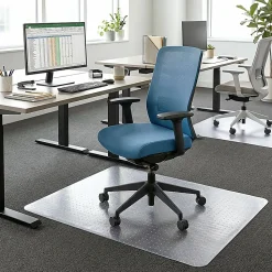 Lorell® PlushMat Medium Pile Studded Chair Mat, 46" x 60", Clear