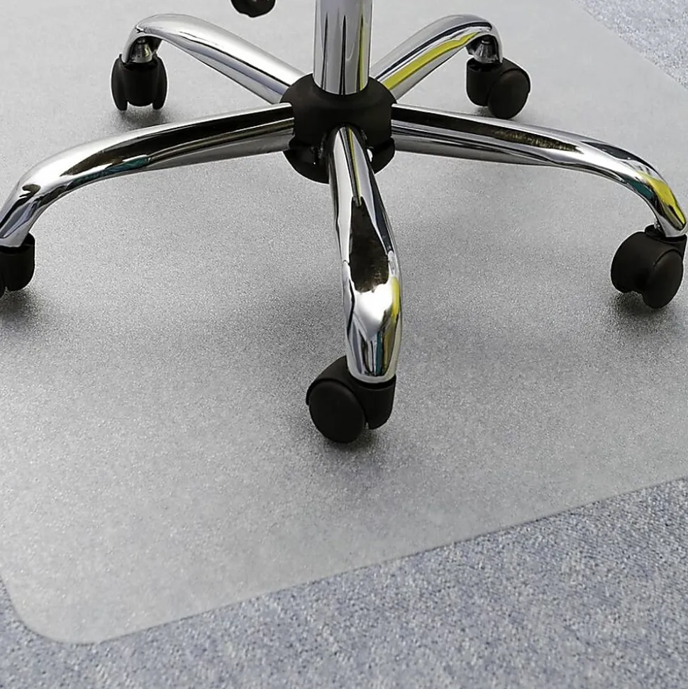 Lorell® PlushMat Medium Pile Studded Chair Mat, 46" x 60", Clear