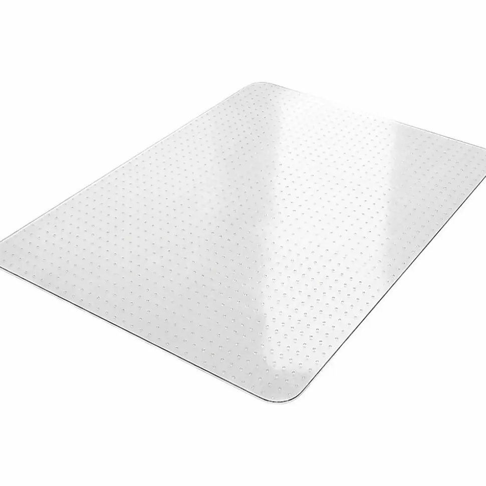 Lorell® PlushMat Medium Pile Studded Chair Mat, 46" x 60", Clear