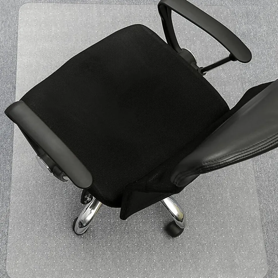 Lorell® PlushMat Medium Pile Studded Chair Mat, 46" x 60", Clear