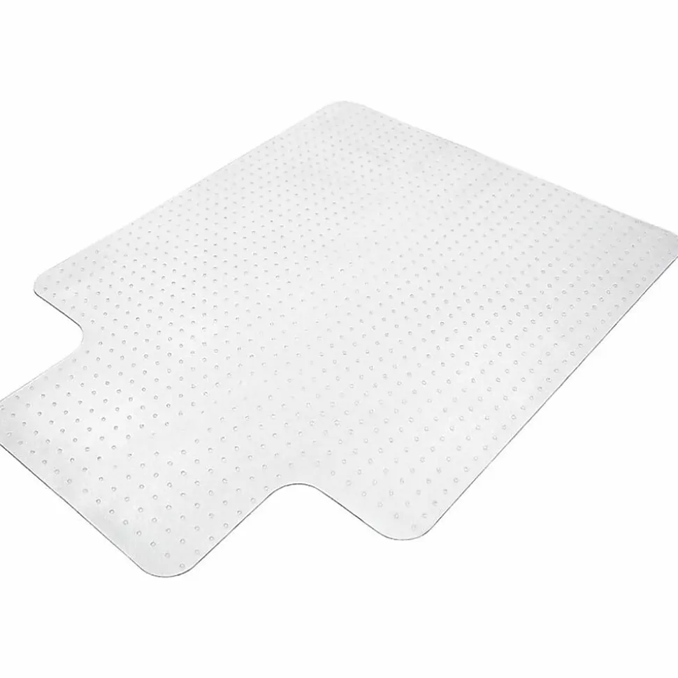 Lorell® PlushMat Medium Pile Studded Chair Mat, Wide Lip, 45" x 53", Clear