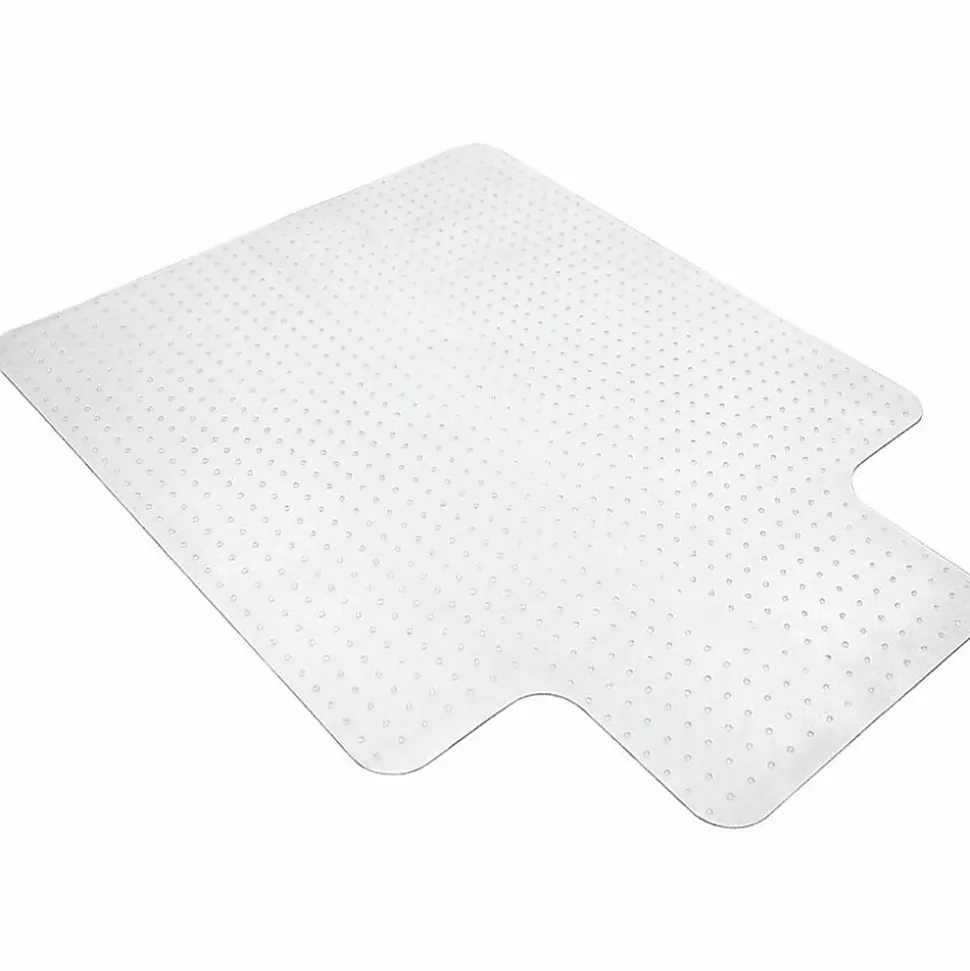 Lorell® PlushMat Medium Pile Studded Chair Mat, Wide Lip, 45" x 53", Clear