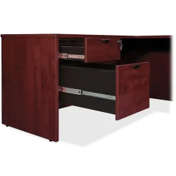 Lorell® Prominence 2.0 72"W Bow-Front Right-Pedestal Computer Desk, Mahogany