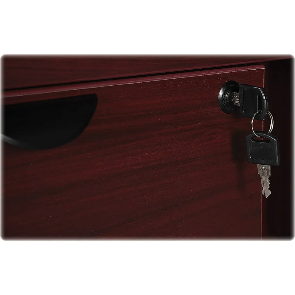 Lorell® Prominence 2.0 72"W Bow-Front Right-Pedestal Computer Desk, Mahogany