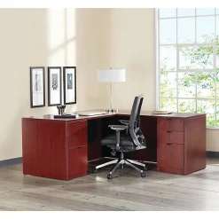 Lorell® Prominence 2.0 60"W Double-Pedestal Computer Desk, Mahogany