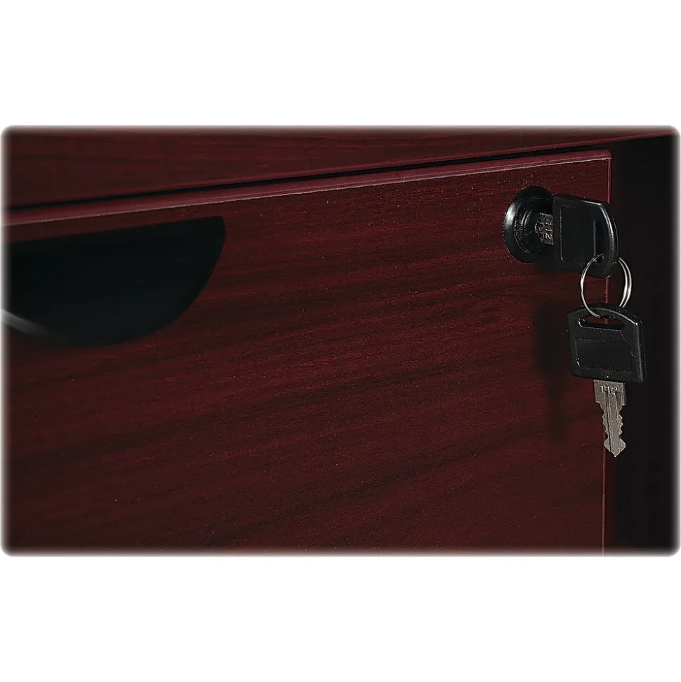 Lorell® Prominence 2.0 66"W Left-Pedestal Computer Desk, Mahogany