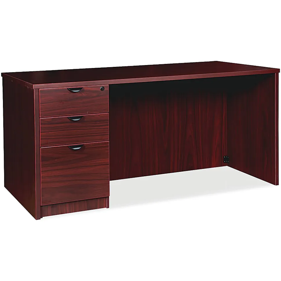 Lorell® Prominence 2.0 66"W Left-Pedestal Computer Desk, Mahogany