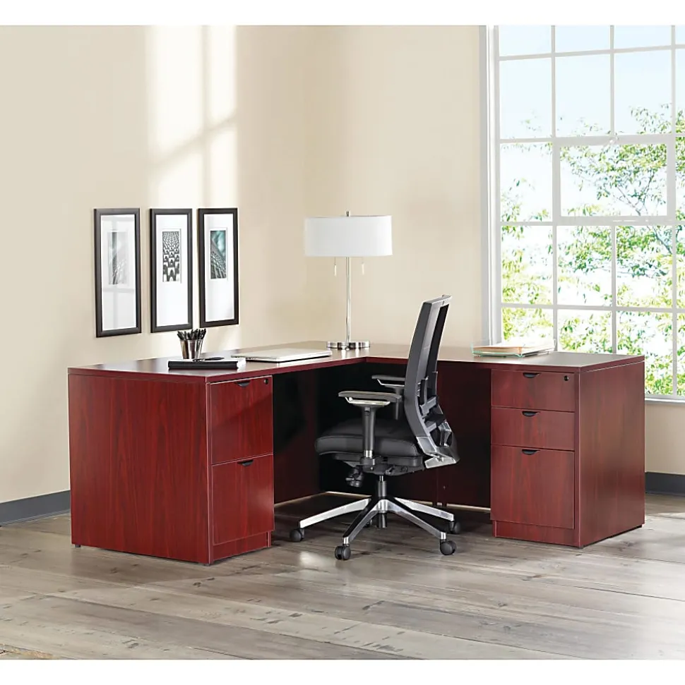 Lorell® Prominence 2.0 60"W Left-Pedestal Computer Desk, Mahogany