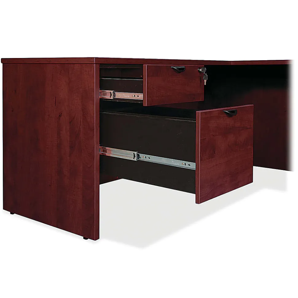 Lorell® Prominence 2.0 60"W Left-Pedestal Computer Desk, Mahogany