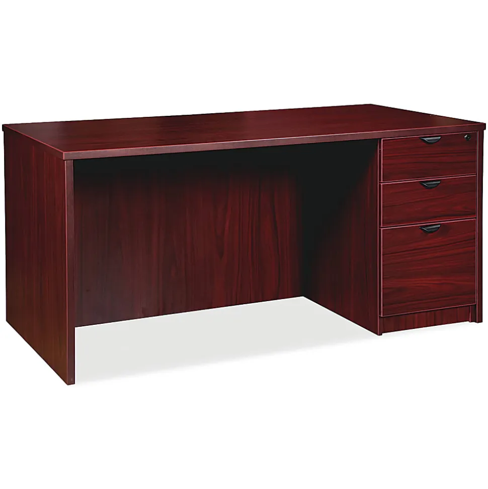 Lorell® Prominence 2.0 60"W Right-Pedestal Computer Desk, Mahogany
