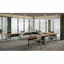 Lorell® Quadro Sit-To-Stand Laminate Table Top, 72"W x 24"D, Walnut